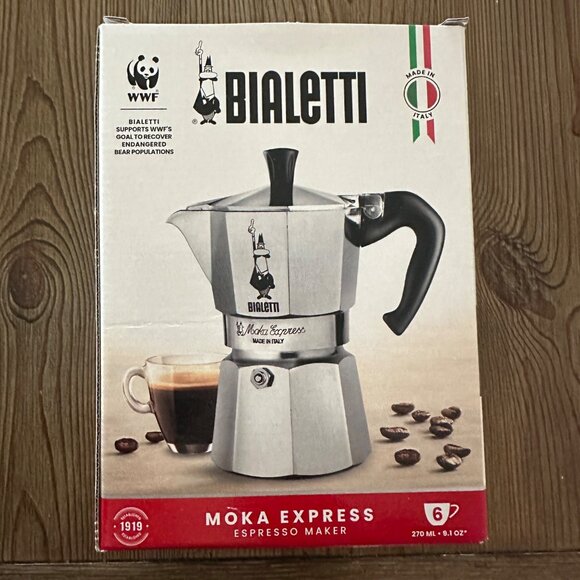 Bialetti Moka Express Espresso Maker Italy Made Aluminium 6 Cup Wedding Gift NEW - Picture 2 of 6